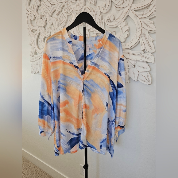 Allison Daley Tops - NWT Allison Daley Lightweight Vibrant Brushstroke Blouse - 3X